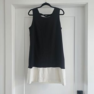 Samuel Dong Black & White Colorblock Sleeveless Shift Dress Size L
